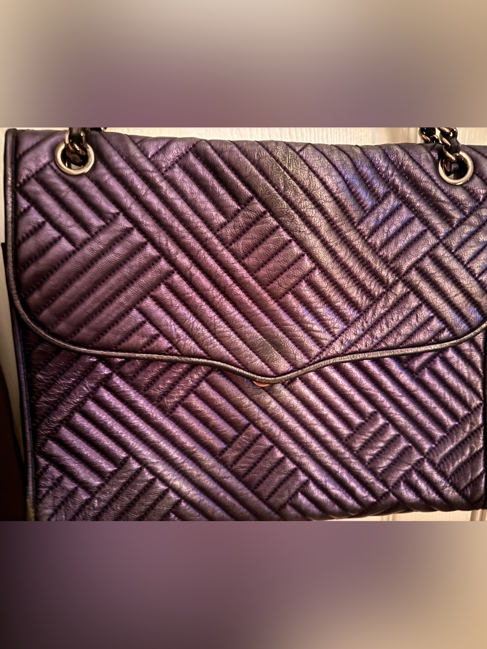 Rebecca Minkoff Affair Chain Crossbody | Metallic purple + gunmetal - Picture 2 of 10